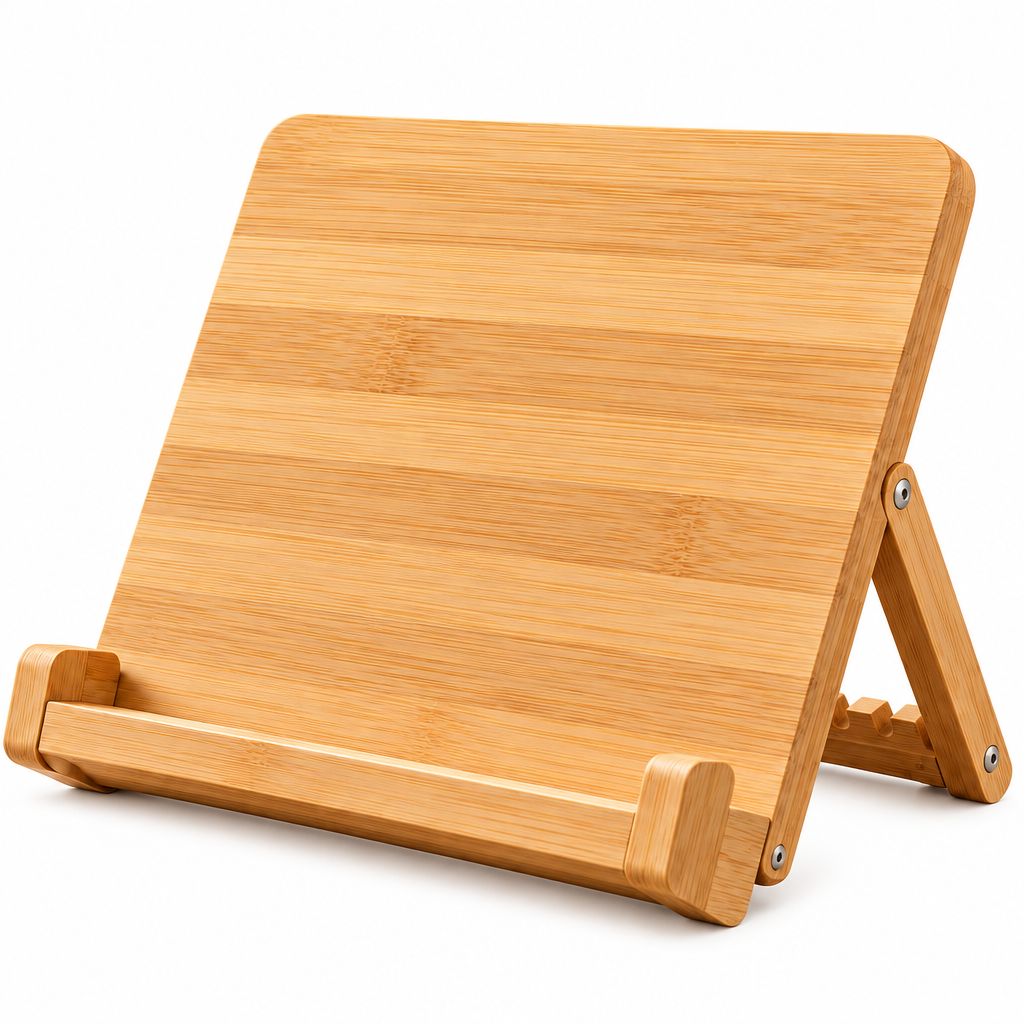 Foldable Bamboo Book Stand - White background