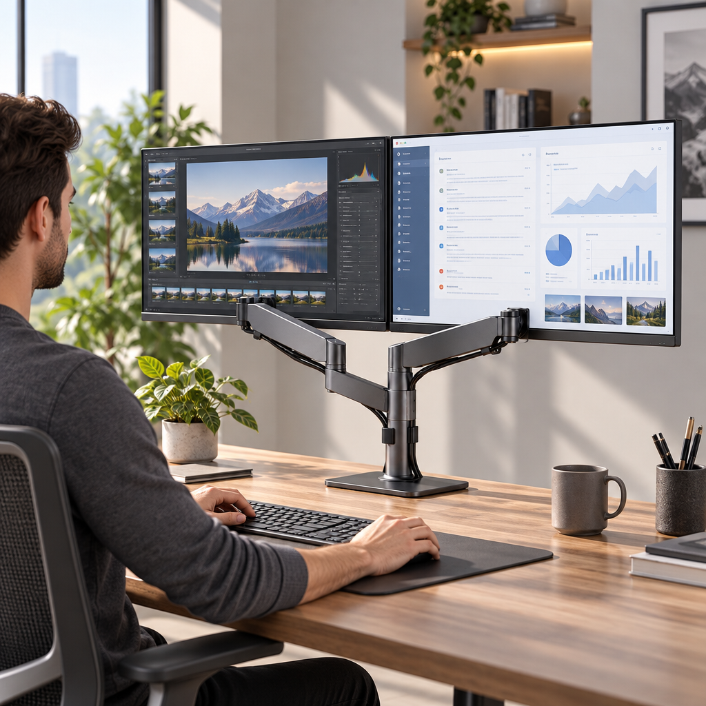 Dual Monitor Desk Stand - In-room use