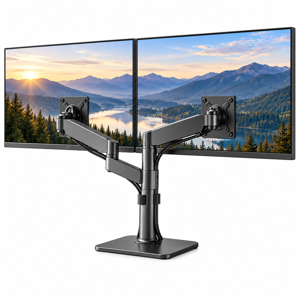 Dual Monitor Desk Stand - White background