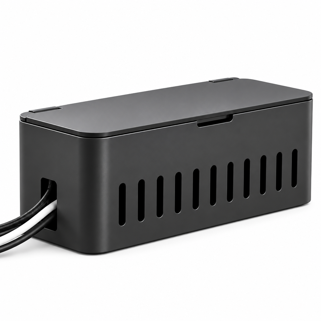 Desktop Cable Management Box - White background