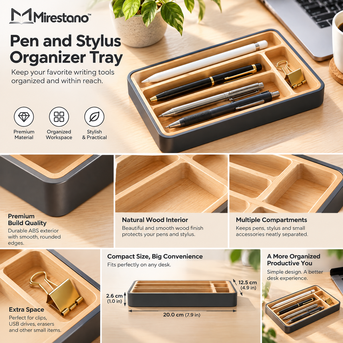 Pen and Stylus Organizer Tray - Product details